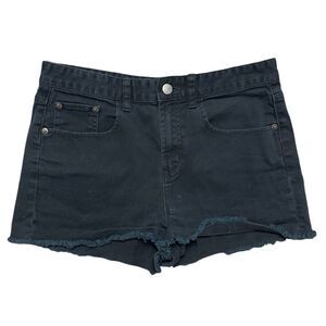 BP Black High Rise Frayed Hem Denim Shorts Women’s Sz 9 (Juniors)